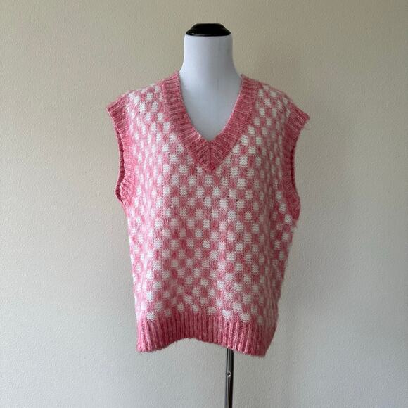 FRNCH Pink and White Checkered Vest - Picture 1 of 9